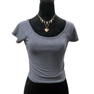 Tilly’s Blue Grey Ribbed Crop Top Women’s Small EUC
